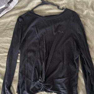 #56 Pink Black Long Sleeve Knot Top